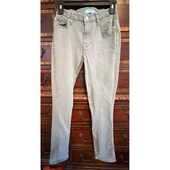 7 For All Mankind "B(air)" Kimmie Straight Denim Jeans Light Gray Women's 27x31 - Picture 3 of 7